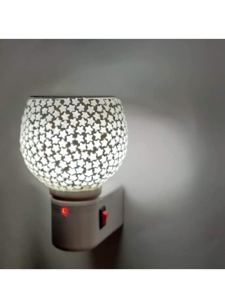 Shree Ashapura Textiles Shree ASHAPURA Ceramic Kapur Dani Electrical Camphor Diffuser Home Fragrance Essential Oil Diffuser Incense Burner Glass Kapoor Dhani Aroma Night Lamp White Star  - Image 2