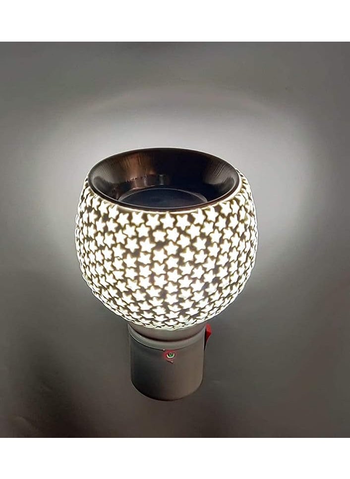 Shree Ashapura Textiles Shree ASHAPURA Ceramic Kapur Dani Electrical Camphor Diffuser Home Fragrance Essential Oil Diffuser Incense Burner Glass Kapoor Dhani Aroma Night Lamp White Star  - Image 4