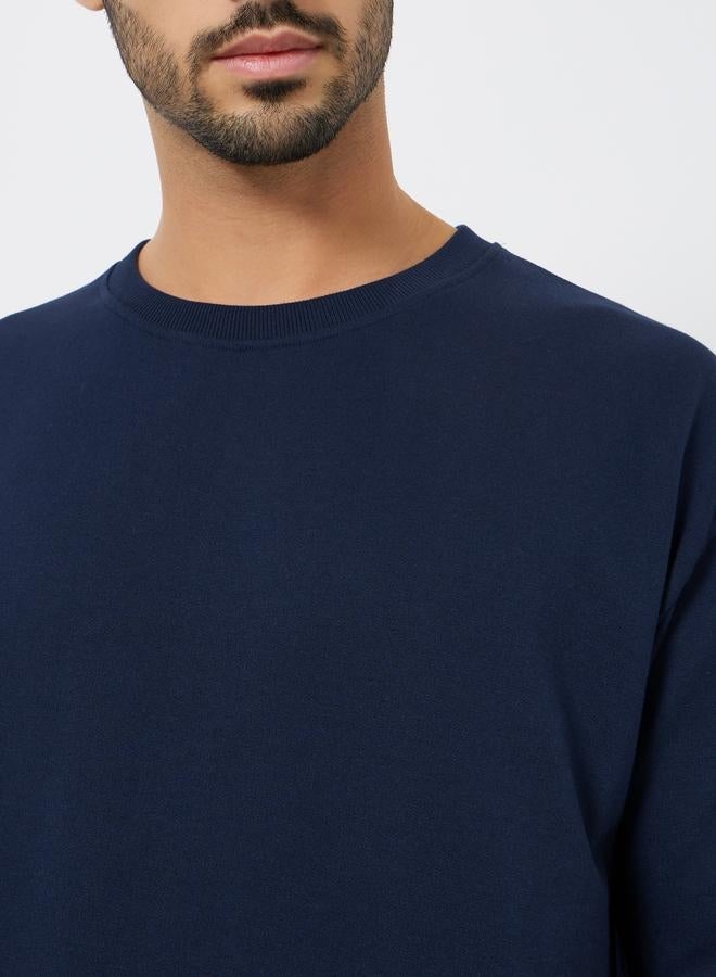 Styli Men Navy Blue Graphic Slogan Oversized T-Shirt - Image 4