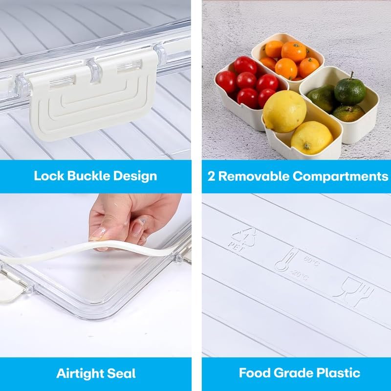 Zebroc Plastic Kitchen Spice Box,Food Grade 4 Cups Seasoning Container Divided Serving Tray With Lid Fridge Storage Box For Kitchen Counter Food Storage,Multicolor - Image 4