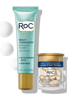 RoC RoC Multi Correxion Hyaluronic Acid Anti Aging Under Eye Cream for Puffiness & Dark Circles (.5 OZ) + RoC Retinol Capsules (7 CT), Skin Care Routine, Fragrance & Paraben Free for Women and Men  - Image 1