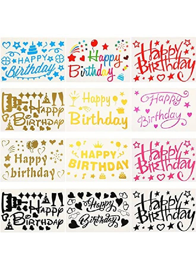 Outus 12 Pieces Mixed Color Happy Birthday Stickers Balloon Birthday Decoration Stickers Diy Big Bobo Balloon Decals Balloon Birthday Decoration Stickers For Diy Birthday Party Supplies (Colorful Style)  - Image 2