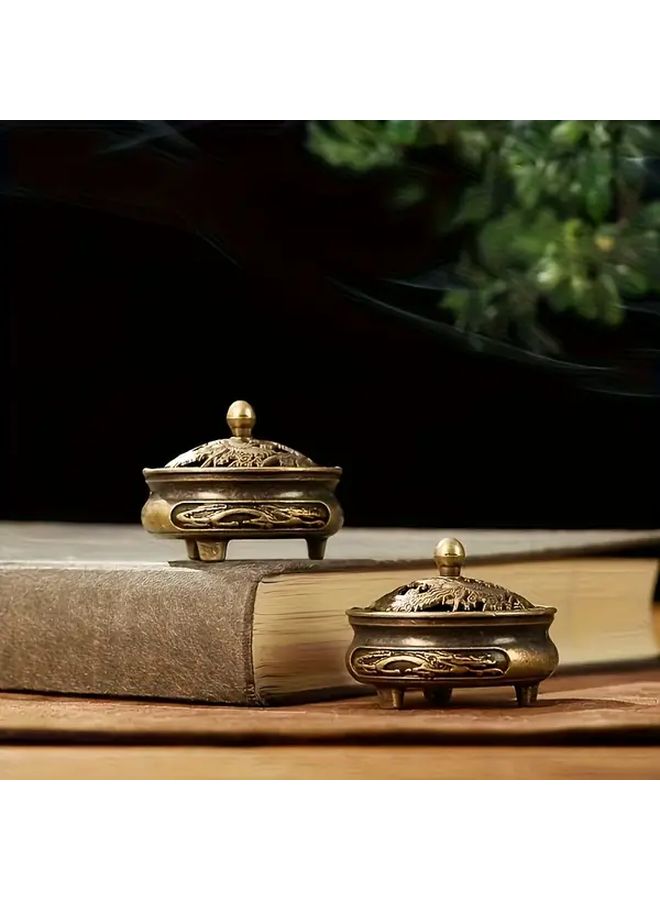 موقد البخور المصغر مع غطاء القبة المزخرف ونقوش معدنية معقدة، ديكور للمنزل أو المكتب، هدية - Image 2