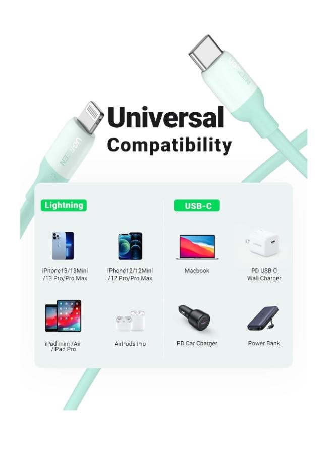 Ugreen Silicone Charging And Data Transmittion Cable (3A -1M), USB-C To Lightning PD Plug Compatible With Apple iPhone iPad Airpods - Image 2