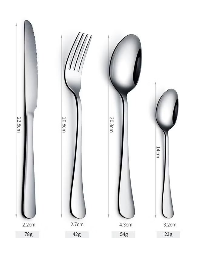 SILADEFU 24-Piece Stainless Steel Cutlery Set with Holding Stand Set, Flatware Utensils Including Knife,Fork,Spoon and coffee spoon(Silver) 6-person Western tableware, kitchen utensils, shiny polished sturdy and durable， Suitable gatherings, picnics,easy to store，dishwasher safety - Image 5