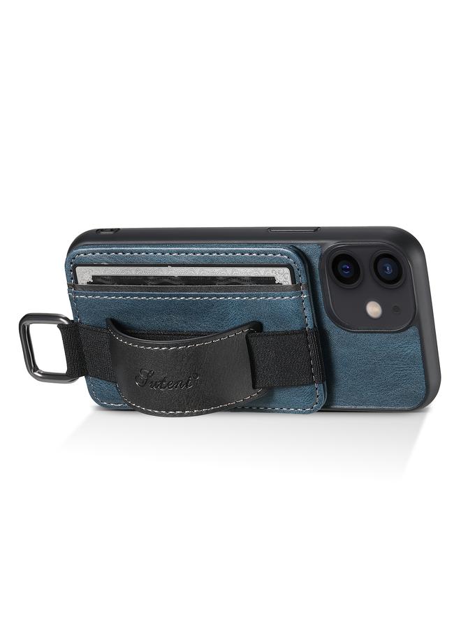 Suteni Case For iPhone 12 mini H13 Card Wallet Wrist Strap Holder PU Phone Case - Image 4