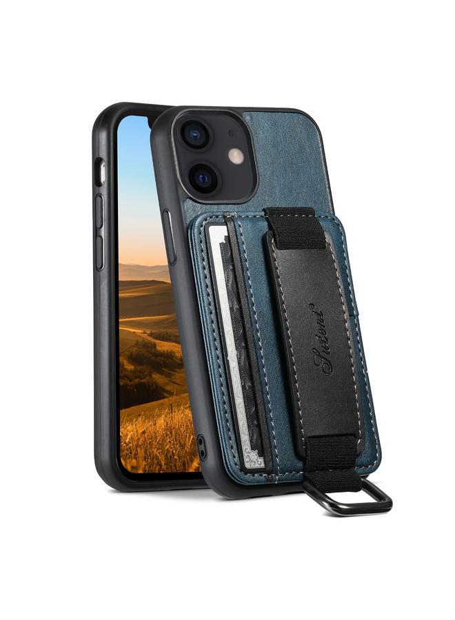 Suteni Case For iPhone 12 mini H13 Card Wallet Wrist Strap Holder PU Phone Case - Image 1