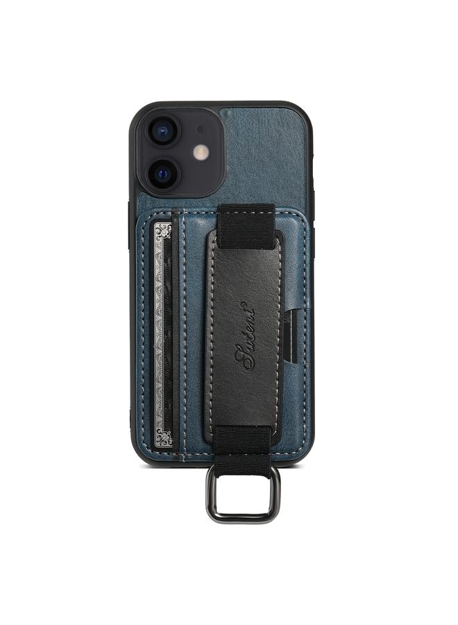 Suteni Case For iPhone 12 mini H13 Card Wallet Wrist Strap Holder PU Phone Case - Image 2