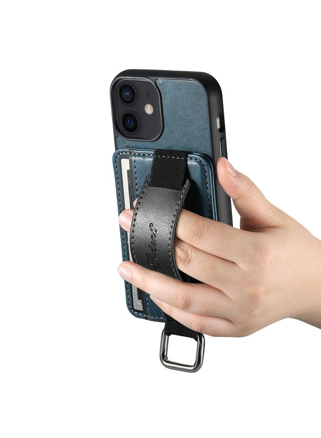Suteni Case For iPhone 12 mini H13 Card Wallet Wrist Strap Holder PU Phone Case - Image 3