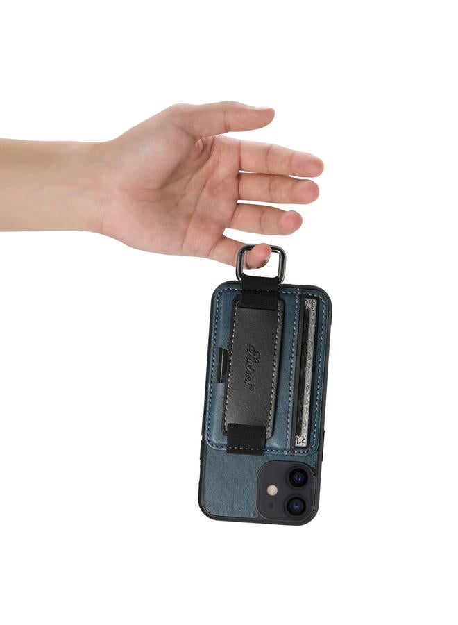 Suteni Case For iPhone 12 mini H13 Card Wallet Wrist Strap Holder PU Phone Case - Image 5