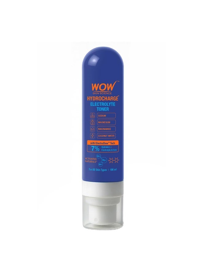 واو سكين ساينس تونر WOW Skin Science HydroCharge™ Electrolyte | ترطيب بنسبة 7% + مكونات إلكتروليتية فعّالة | صوديوم، مغنيسيوم، نياسيناميد وماء جوز الهند | تونر خفيف الوزن مرطب وموازن للبشرة | 100 مل - Image 1