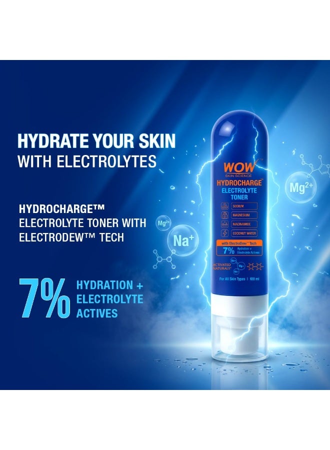 واو سكين ساينس تونر WOW Skin Science HydroCharge™ Electrolyte | ترطيب بنسبة 7% + مكونات إلكتروليتية فعّالة | صوديوم، مغنيسيوم، نياسيناميد وماء جوز الهند | تونر خفيف الوزن مرطب وموازن للبشرة | 100 مل - Image 2