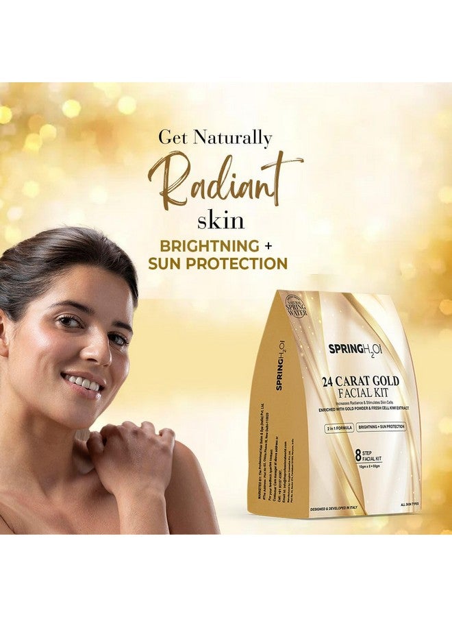 SPRING H2O 24K Gold Facial Kit 80g | 2-in-1 Brightening & Sun Protection | With Kiwi Extract & Gold Powder | 8-Step Skincare - Image 3