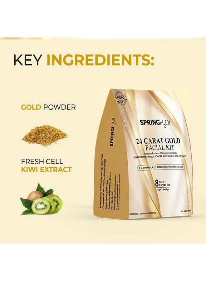 SPRING H2O 24K Gold Facial Kit 80g | 2-in-1 Brightening & Sun Protection | With Kiwi Extract & Gold Powder | 8-Step Skincare - Image 4