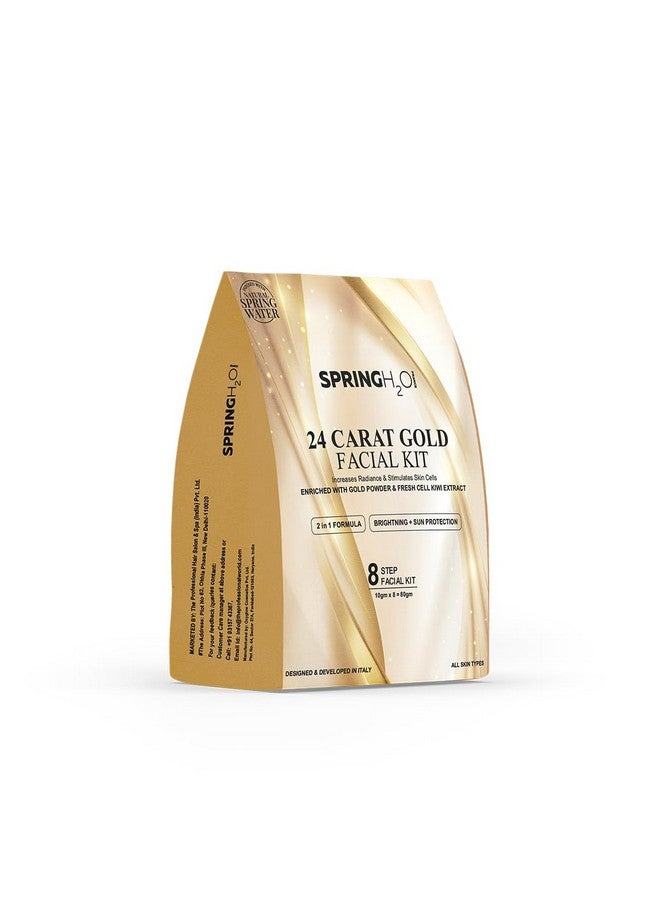 SPRING H2O 24K Gold Facial Kit 80g | 2-in-1 Brightening & Sun Protection | With Kiwi Extract & Gold Powder | 8-Step Skincare - Image 1