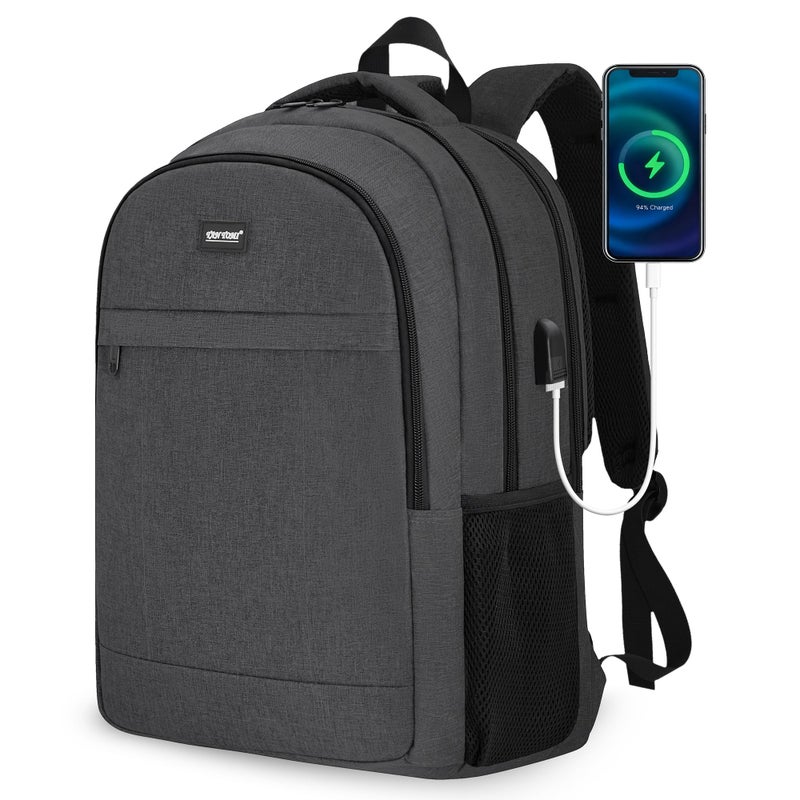 TANTOMI 17 Inch Travel Laptop Backpack for Men Women Business Laptop Backpack with Anti Theft USB Charging Port Water Resistant Durable School Computer Backpack for Travel Work Daily Carry - Image 2