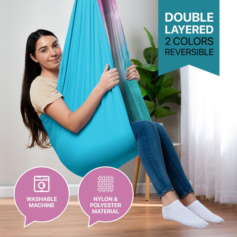 FRIENDLY CUDDLE Indoor Sensory Swing for Kids or Outdoor â€“ Holds 300lbs, Double-Layer, & 360Â° Swivel, Calming Compression Therapy Swing Hammock for Kids & Adults with All Hardware â€“ Sensory-Motor Toys & Gifts - Image 2