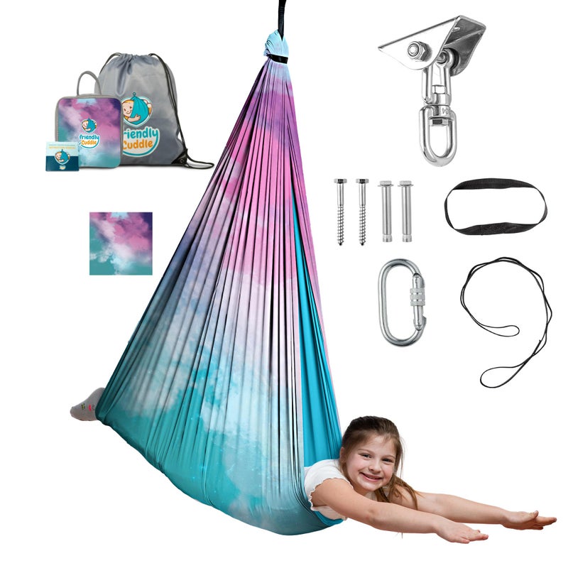 FRIENDLY CUDDLE Indoor Sensory Swing for Kids or Outdoor â€“ Holds 300lbs, Double-Layer, & 360Â° Swivel, Calming Compression Therapy Swing Hammock for Kids & Adults with All Hardware â€“ Sensory-Motor Toys & Gifts - Image 1