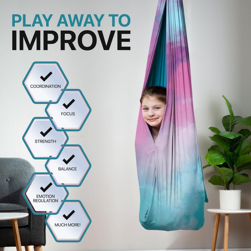 FRIENDLY CUDDLE Indoor Sensory Swing for Kids or Outdoor â€“ Holds 300lbs, Double-Layer, & 360Â° Swivel, Calming Compression Therapy Swing Hammock for Kids & Adults with All Hardware â€“ Sensory-Motor Toys & Gifts - Image 3