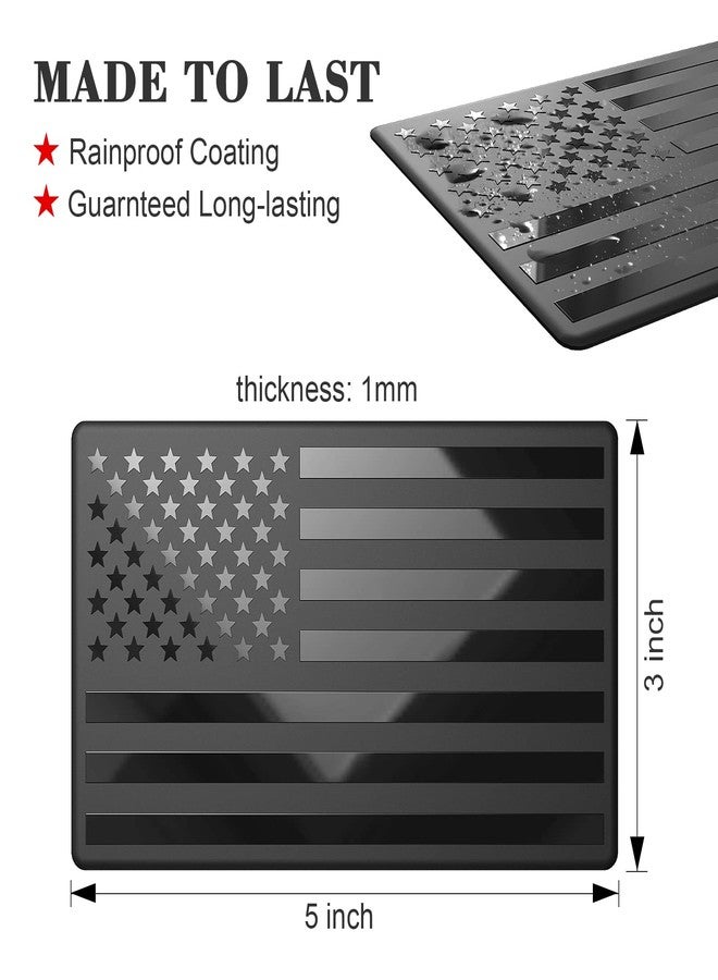 Hadwoer 2 Pack Car American Flag Sticker, Black 3D US Decal for Vehicles, 5"x 3" Small USA Bumper Emblem Sticker Compatible with Jeep, Trucks, RV, SUV and More (One Left and One Right) - Image 2