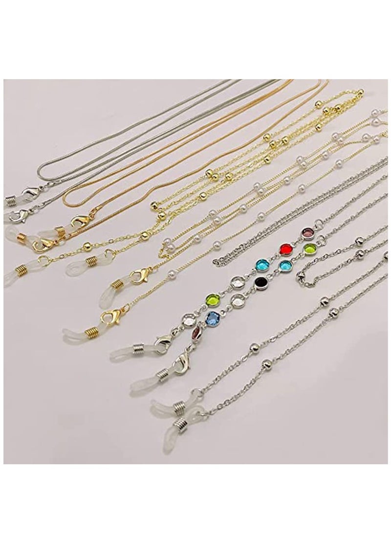 Excefore 6 Pieces Glasses Holder Chain Lanyard Necklace Sunglass Fashion Eyeglass Glasses Chains Eyewear Retainer Beaded Eyeglass Strap Holder Anti-lost Leash Around Neck for Women Girls  - Image 5