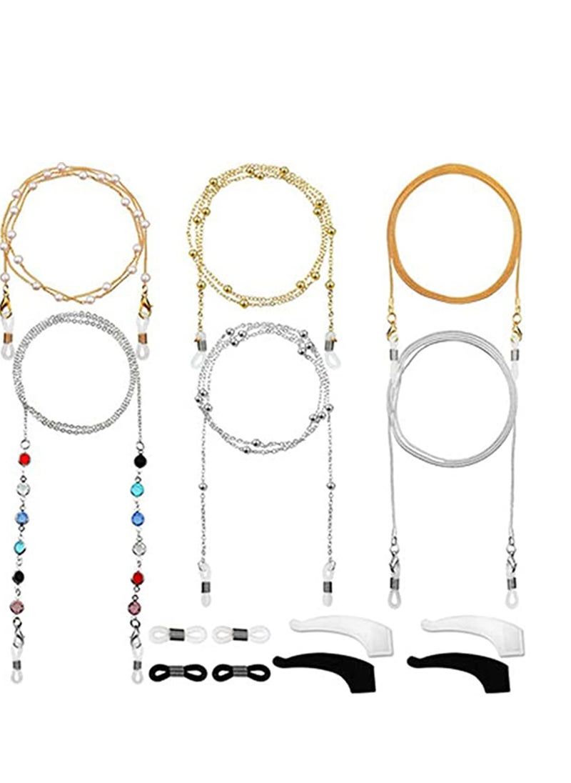 Excefore 6 Pieces Glasses Holder Chain Lanyard Necklace Sunglass Fashion Eyeglass Glasses Chains Eyewear Retainer Beaded Eyeglass Strap Holder Anti-lost Leash Around Neck for Women Girls  - Image 2