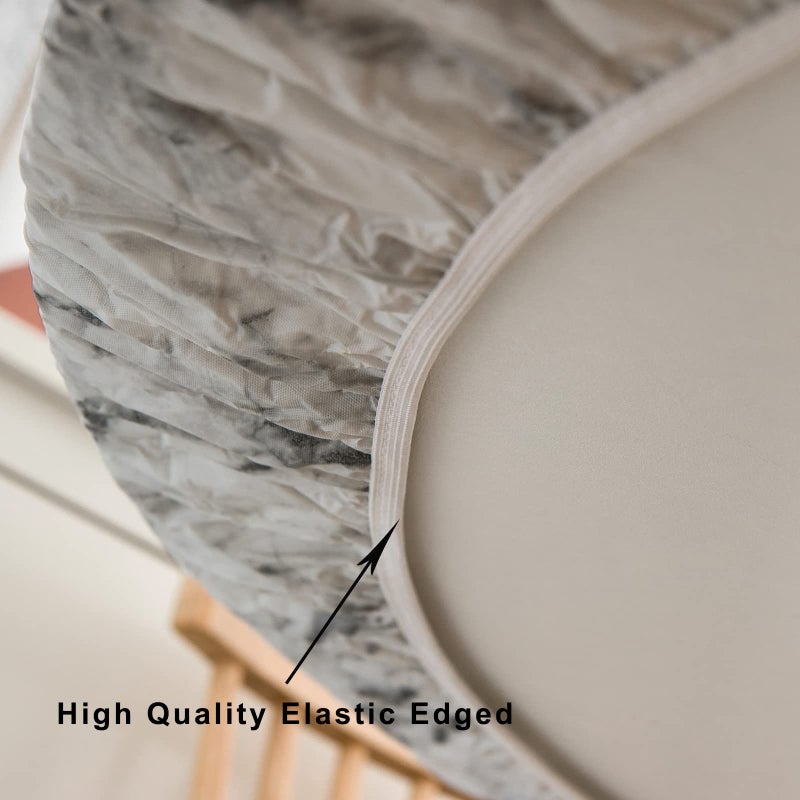 LIBERECOO Round Vinyl Fitted Tablecloth with Flannel Backing Elastic Edge Table Cover Waterproof Stain-Resistant Wipeable Tablcloths Fits 45-56" Round Tables - Image 4