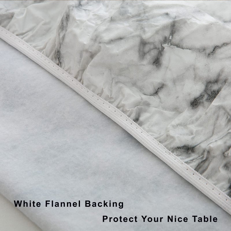 LIBERECOO Round Vinyl Fitted Tablecloth with Flannel Backing Elastic Edge Table Cover Waterproof Stain-Resistant Wipeable Tablcloths Fits 45-56" Round Tables - Image 5