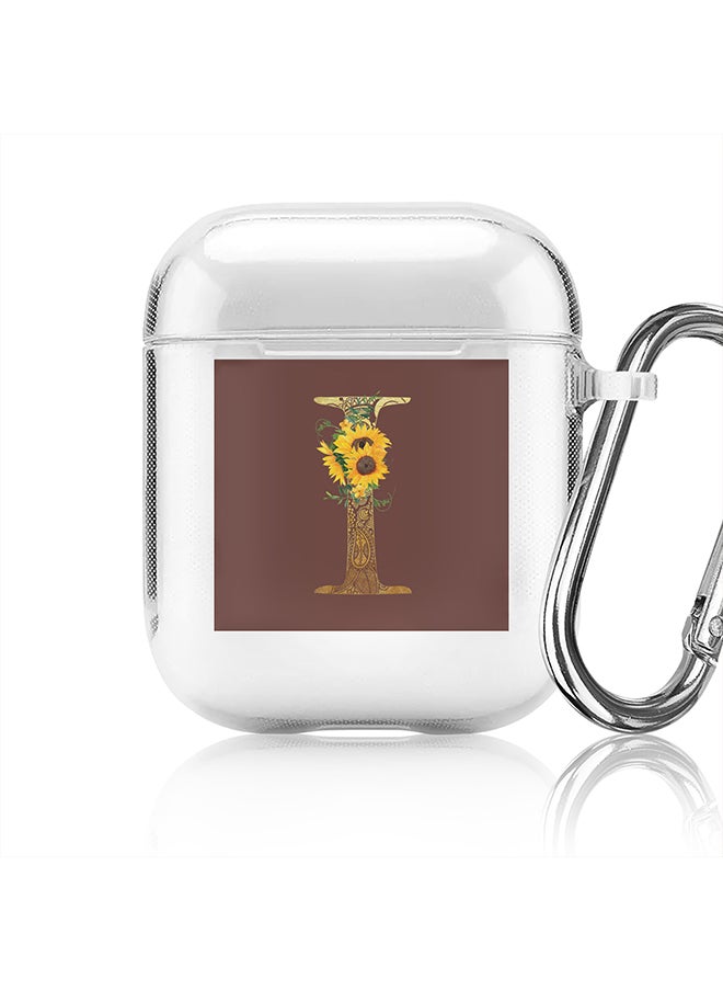 Stylizedd - Classic Clear printed Case for Apple Airpods 2 / 1 Soft TPU Gel Thin Transparent Flexible Cover - Custom Monogram Initial Letter Mandala Floral Pattern Alphabet - I (Brown ) - Image 1