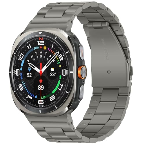 Anlinser No Gap Bands Compatible with Samsung Galaxy Watch Ultra 2/1 Band 47mm (2025/2024), 22mm Metal Strap Galaxy Watch Ultra Band for Women Men, Gray Titanium - Image 1