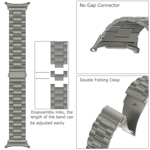 Anlinser No Gap Bands Compatible with Samsung Galaxy Watch Ultra 2/1 Band 47mm (2025/2024), 22mm Metal Strap Galaxy Watch Ultra Band for Women Men, Gray Titanium - Image 3