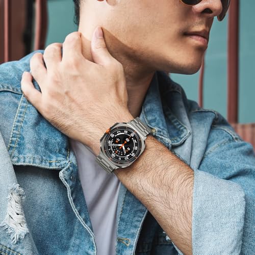 Anlinser No Gap Bands Compatible with Samsung Galaxy Watch Ultra 2/1 Band 47mm (2025/2024), 22mm Metal Strap Galaxy Watch Ultra Band for Women Men, Gray Titanium - Image 5