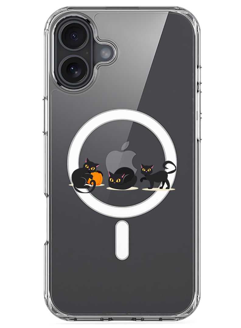 Theodor Magnetic Case for Apple iPhone 17 Compatible with MagSafe Wireless Charging, Shockproof Phone Bumper Cover - Cat pumpkin Halloween-01 - Image 1
