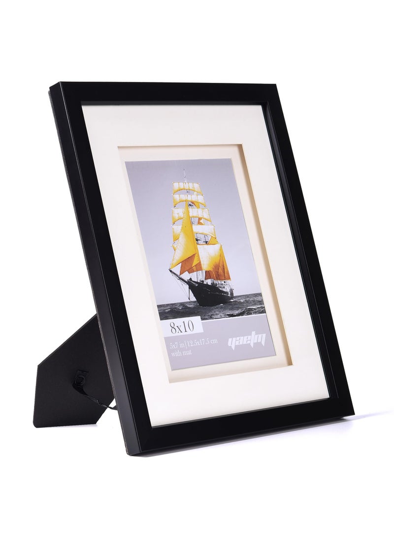 Yaetm 8x10 Double Floating Mat Picture Frame Set of 2  Display Picture 5x7 with Ivory Double Mat  Polished High Definition Real Glass  Tabletop & Wall Mounting Photo Frames  White