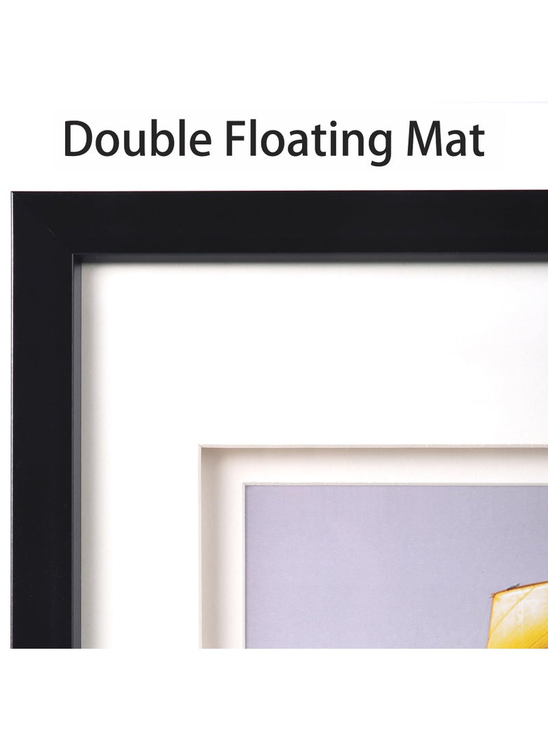Yaetm 8x10 Double Floating Mat Picture Frame Set of 2  Display Picture 5x7 with Ivory Double Mat  Polished High Definition Real Glass  Tabletop & Wall Mounting Photo Frames  White