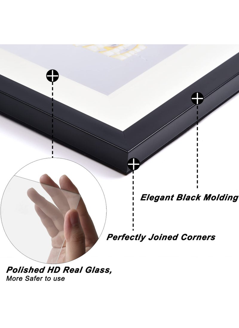 Yaetm 8x10 Double Floating Mat Picture Frame Set of 2  Display Picture 5x7 with Ivory Double Mat  Polished High Definition Real Glass  Tabletop & Wall Mounting Photo Frames  White