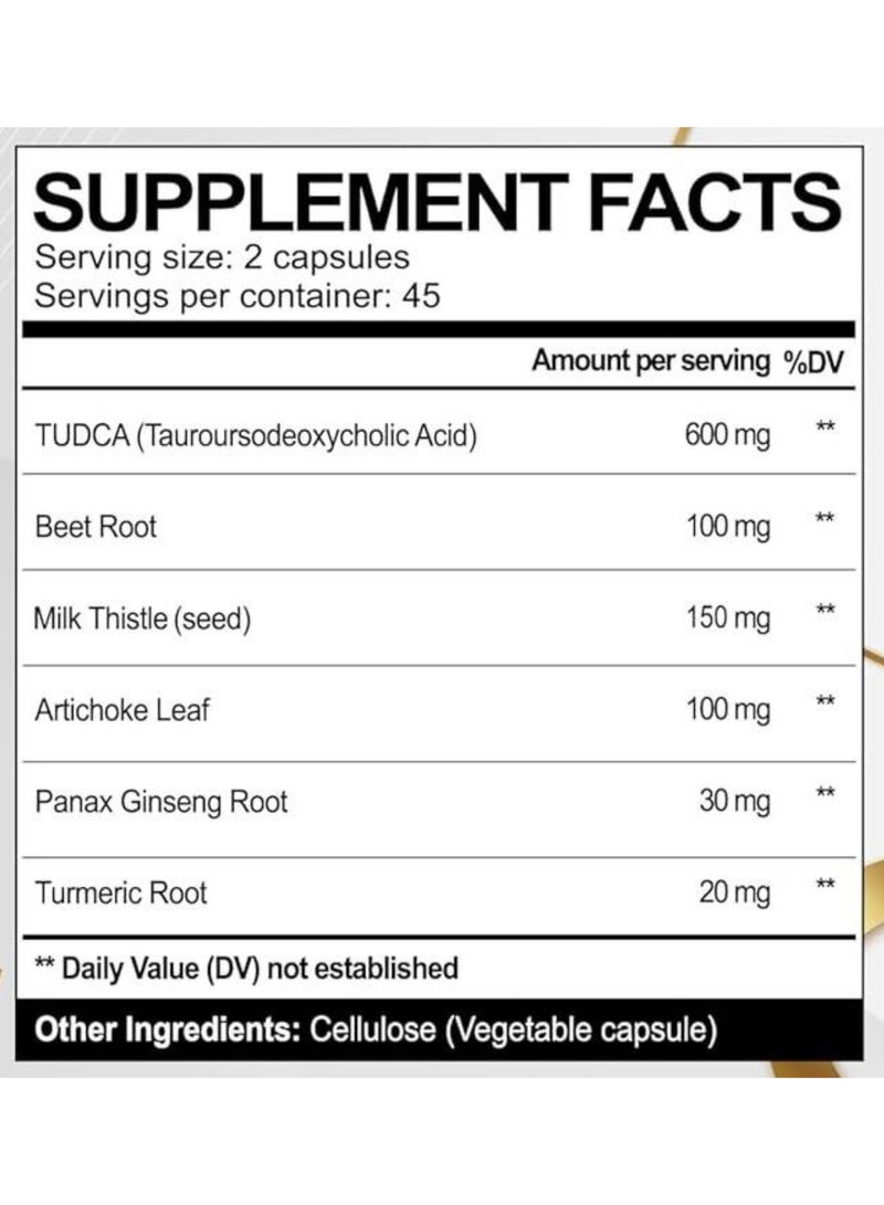 VEGATOT TUDCA Beet Root,Tauroursodeoxycholic Acid ,Liver Support with Beet Root L-Arginine Milk Thistle Artichoke - Bile Flow Support Clean & Detox Formula 90 Capsules  - Image 3