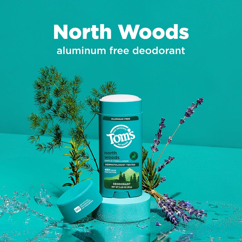 Tom's of Maine Tomâ€™s of Maine North Woods Natural Deodorant for Men and Women, Aluminum Free, No Artificial Fragrances, Dyes, or Preservatives, Baking Soda Free, 48-Hour Odor Protection, 3.25 oz - Image 2