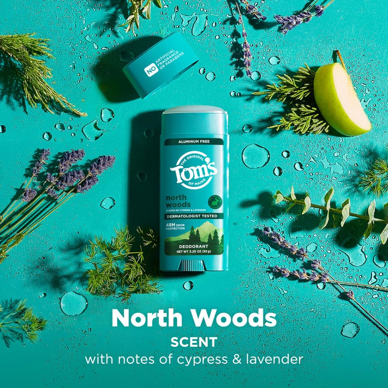 Tom's of Maine Tomâ€™s of Maine North Woods Natural Deodorant for Men and Women, Aluminum Free, No Artificial Fragrances, Dyes, or Preservatives, Baking Soda Free, 48-Hour Odor Protection, 3.25 oz - Image 4