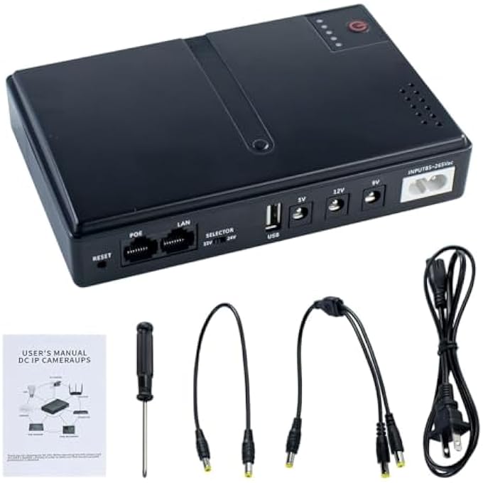 MINI DC UPS POWER SUPPLY WITH MULTI-VOLTAGE OUTPUT 5V/9V/12V - UNINTERRUPTIBLE POWER BACKUP FOR ROUTER, MODEM, SECURITY CAMERAS - RELIABLE DC POWER FAILURE PROTECTION, WITHOUT BATTERY - Image 1