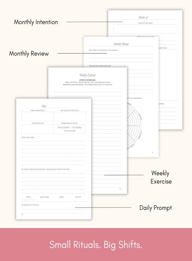 Lamare Self Care Journal for Women - 6 Month Guided Self Love Workbook for Women for Mindfulness, Clarity & Intentional Living - Womens Self Care Gifts - Pink - Image 4