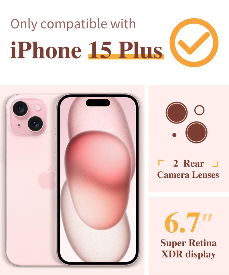 GVIEWIN for iPhone 15 Plus Case Floral, with Screen Protector&Camera Lens Protector,[Non Yellowing] Soft Shockproof Clear Phone Protective Cover for Women, Flower Pattern Design 6.7" (Alcea/Red) - Image 2