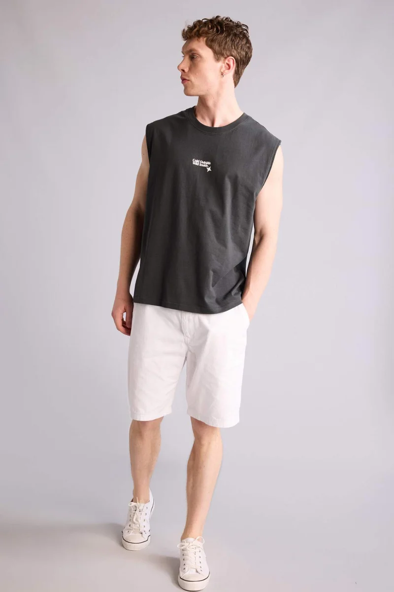 Defacto 100% Cotton Boxy Fit Printed Tank Top
