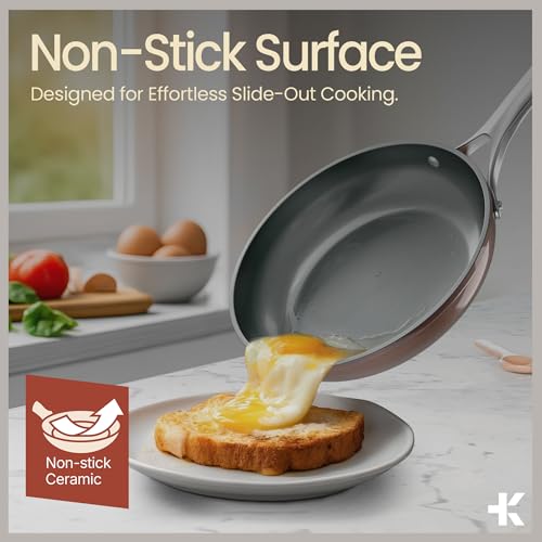 BAKKENMASTER Crystal Kung Minkoff Ceramic Cookware Set – 14-Piece Pots and Pans Set with Lids, Silicone Utensils & Oven Mitts, Nonstick and Non-Toxic, PTFE/PFAS Free, Dishwasher & Stovetop Safe Up to 500°F - Image 4