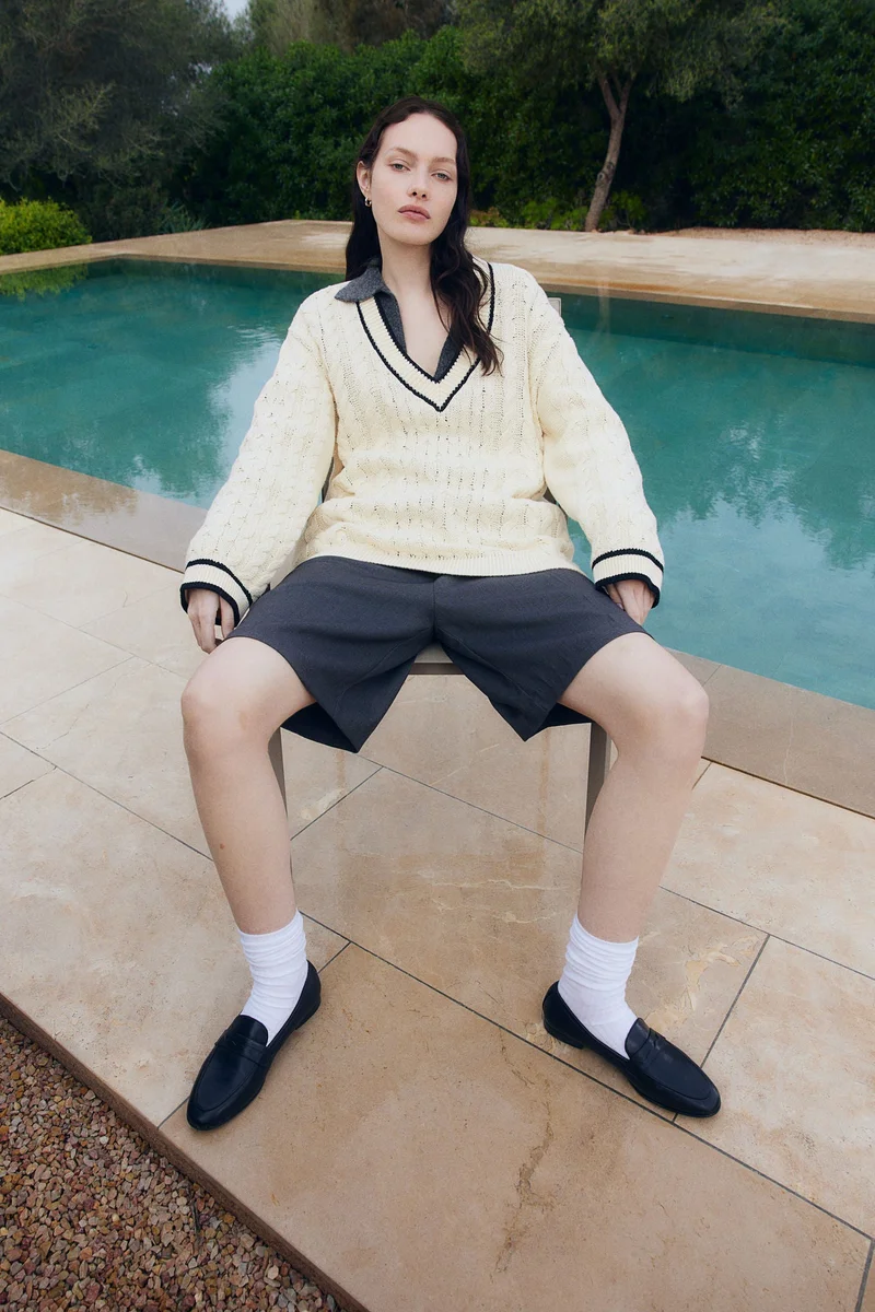 H&M Cable-knit V-neck jumper