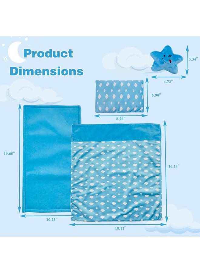 Ferberbears Baby Doll Accessories Bedding Set Soft Blanket Mattress Pillow Dolls Playset Fits 16-18 Inches American Doll Furniture Toy Girls and Boys (Blue) - Image 3