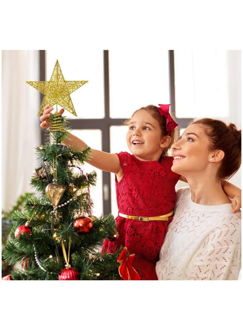 1 Pack Gold Gold Star Christmas Tree Topper 15cm Metal Glitter Xmas Tree Topper for Pencil Christmas Trees Small Tree Topper Star Decorations - Image 4