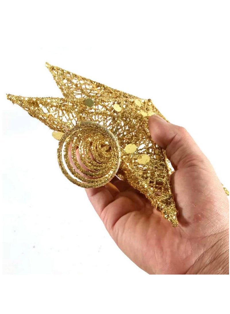 1 Pack Gold Gold Star Christmas Tree Topper 15cm Metal Glitter Xmas Tree Topper for Pencil Christmas Trees Small Tree Topper Star Decorations - Image 5