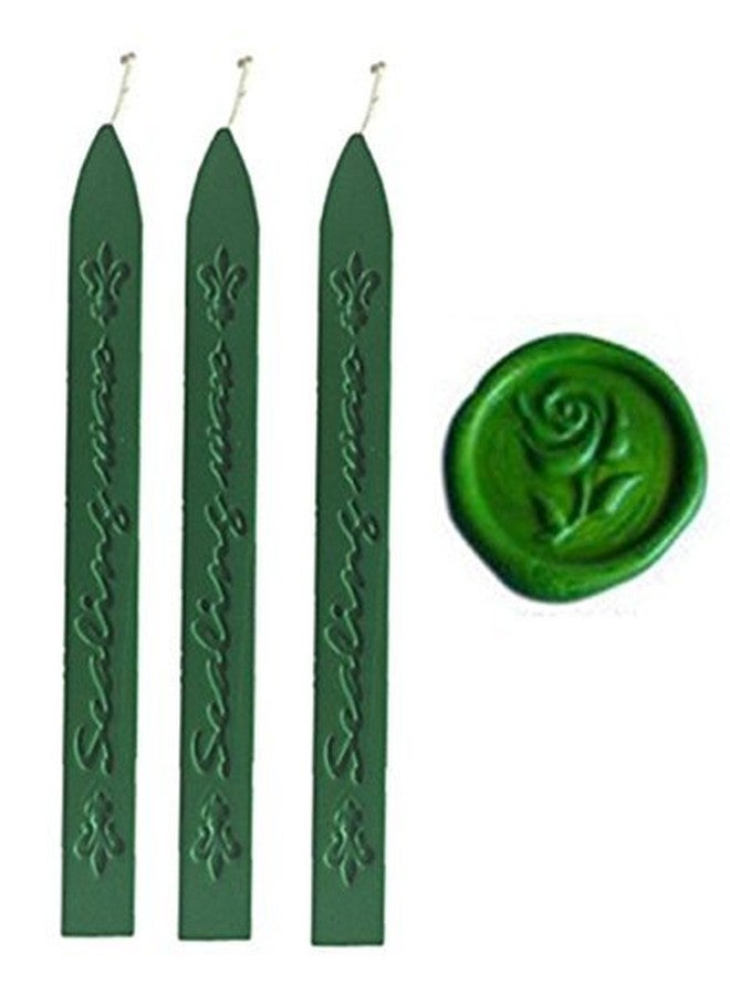 MDLG New 3pcs Grass Green Wax Sticks with Wicks for Decorative Wedding Invitations Wax Seal Sealing Stamp