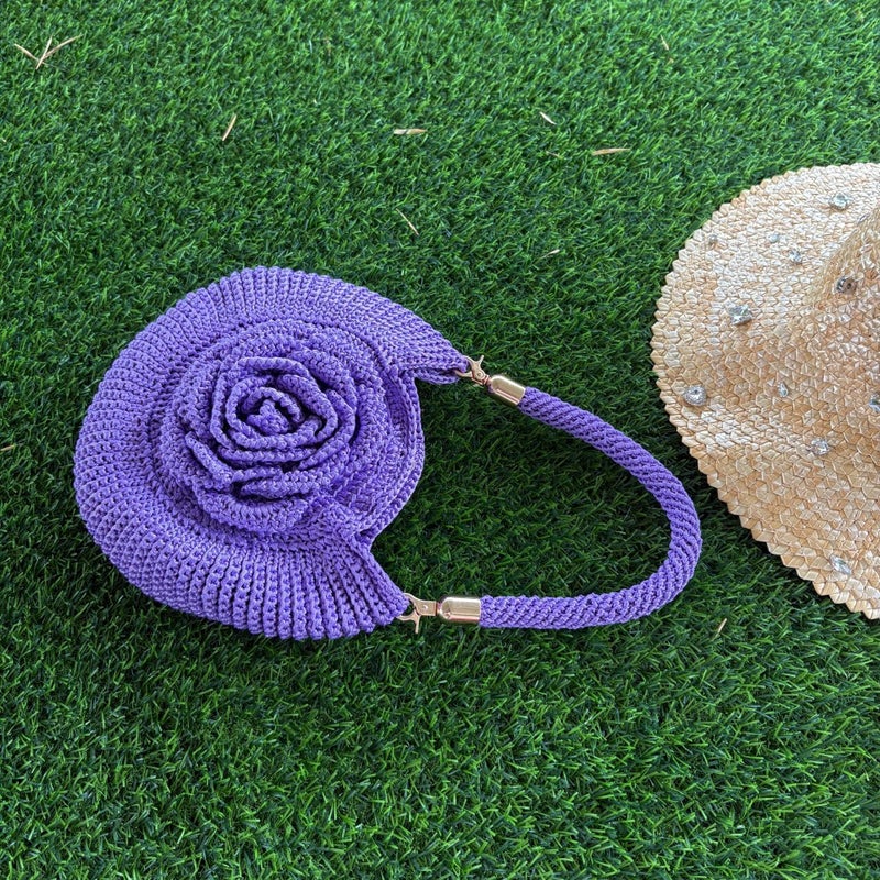 Fashion Handmade Woven Flower Pastoral Picnic Niche Design Casual Simple Change Lipstick Handbag - Image 1